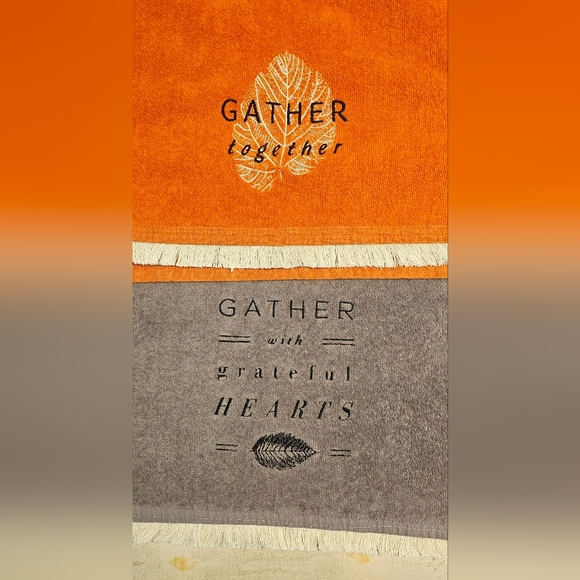 Gather Together Decorative Towels - Orange and Gray - Picture 10 of 13